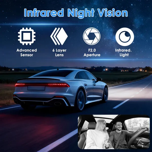 WiFi FHD 1080P 3 Channel Car Dash Cam Front Rear Inside With 32G MMC