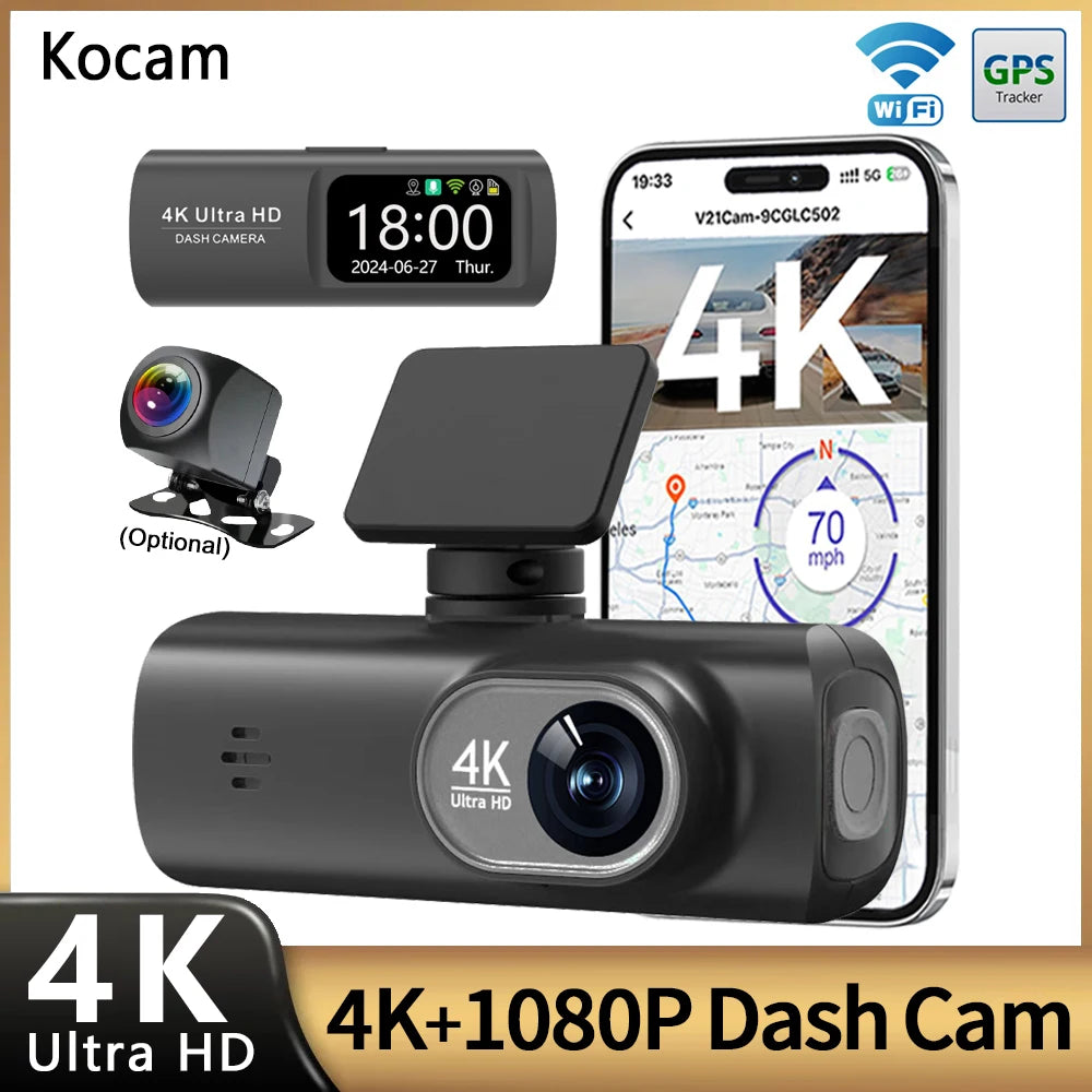 UHD 4K WiFi Dash Cam Dual Lens Driving Recorder Car DVR Optional 1080P