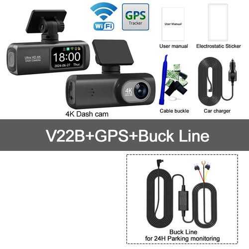 UHD 4K WiFi Dash Cam Dual Lens Driving Recorder Car DVR Optional 1080P