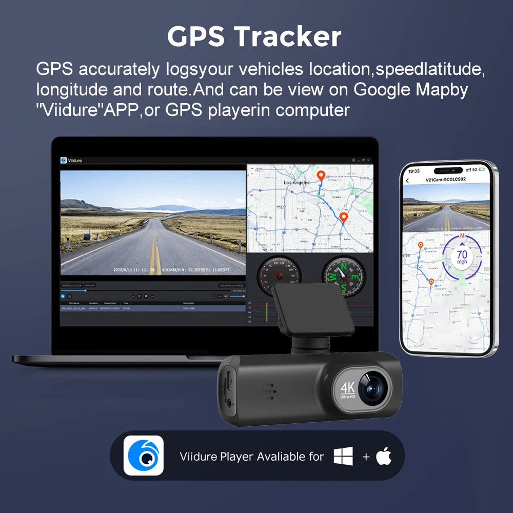 UHD 4K WiFi Dash Cam Dual Lens Driving Recorder Car DVR Optional 1080P