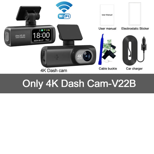 UHD 4K WiFi Dash Cam Dual Lens Driving Recorder Car DVR Optional 1080P
