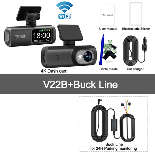 UHD 4K WiFi Dash Cam Dual Lens Driving Recorder Car DVR Optional 1080P